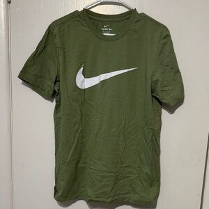 Nike Men's Olive Green Tee with White Logo